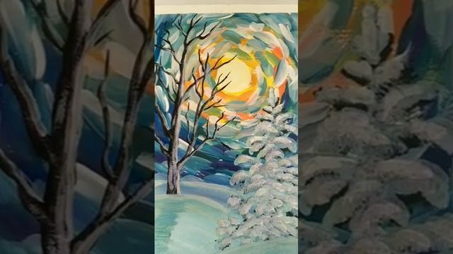 Как нарисовать пейзаж просто гуашью #рисоватьможеткаждый смотреть онлайн