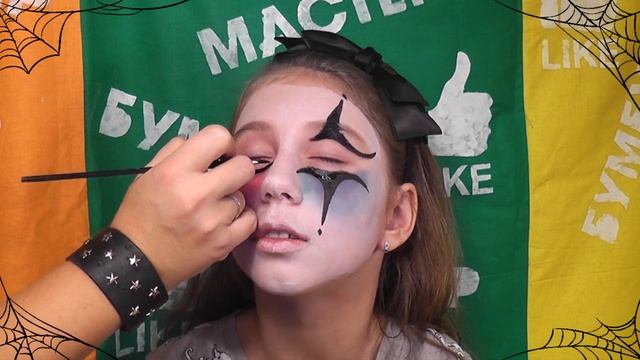 Аквагрим к Хэллоуину "Ужасающий Арлекин" смотреть онлайн