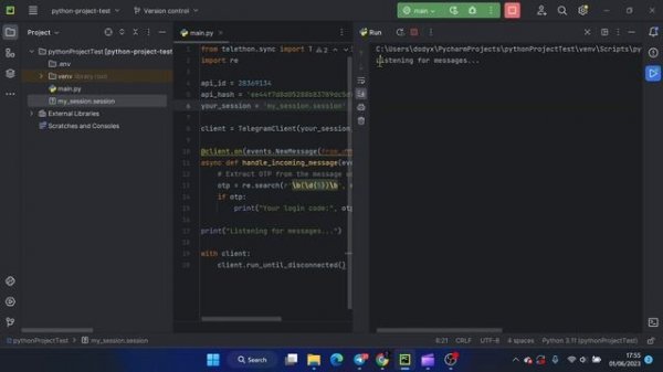 Login to Telegram App using a Session