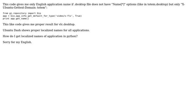 Ubuntu: How do I get localized names of application in python? (2 Solutions!!) смотреть онлайн
