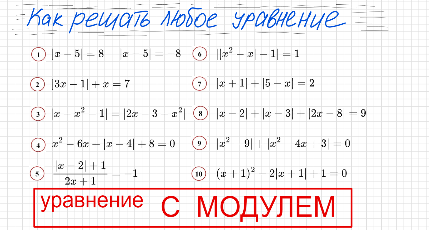 Как решать уравнение с модулем Уравнение с модулями как решать Как раскрыть модуль в уравнении смотреть онлайн