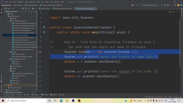 How to find area of Isosceles Triangle in java | Most Important asked question in Interview смотреть онлайн