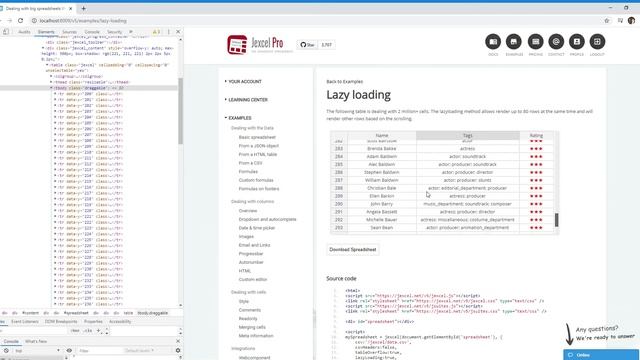 Jexcel - Dealing with big data through lazy loading смотреть онлайн