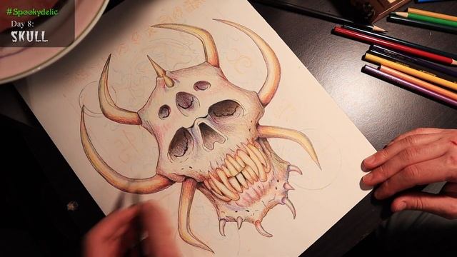 SKULL Drawing - Day 8 of the Spookydelic Drawing Challenge 2023 смотреть онлайн