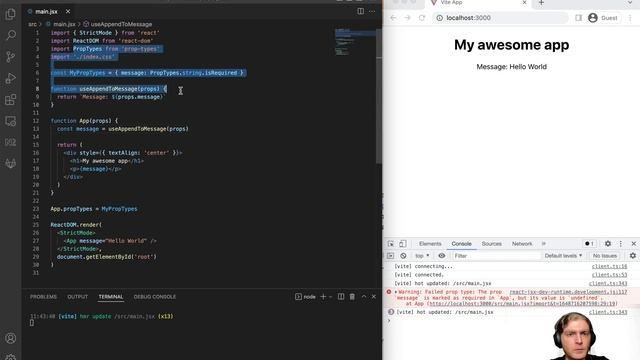 React Hooks Prop Types validation смотреть онлайн