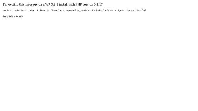 Wordpress: Notice: Undefined index: filter in ...wp-includes/default-widgets.php on line 382 смотреть онлайн