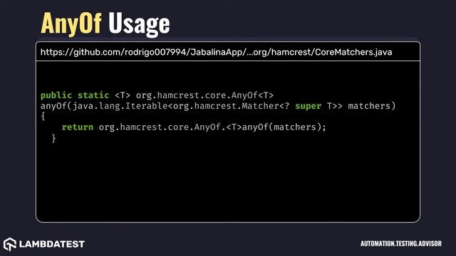 org hamcrest core AnyOF with examples смотреть онлайн