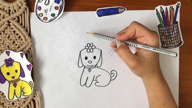 Как нарисовать щенка ?/ Поэтапный урок рисования для детей 5-8 лет смотреть онлайн
