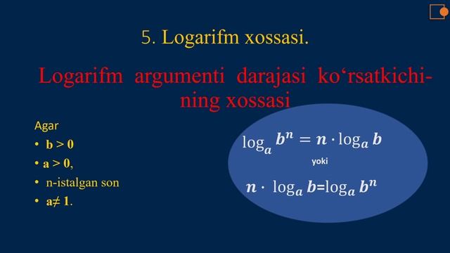 Logarimning xossalari смотреть онлайн