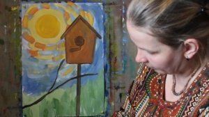 "Праздник птиц". Изображение птицы и скворечника