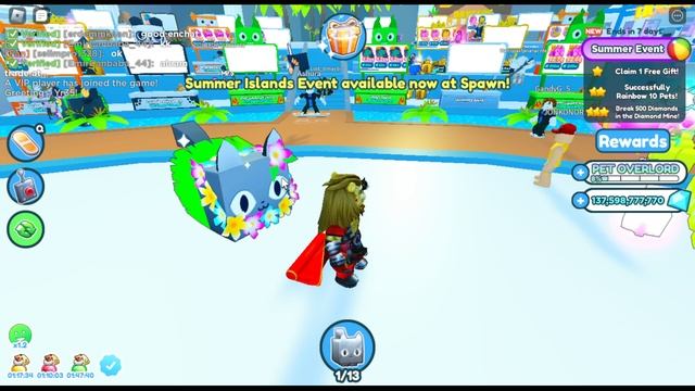 Pet Simulator X выбил Huge Luau Cat 58-й в мире