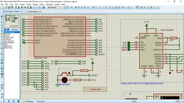 RTD-PT100 temperature Measurement -200°C to +500°C With MAX31865 & Arduino Simulation смотреть онлайн