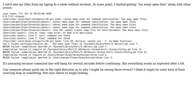 Apple: Too many open files error when trying to ssh into mac смотреть онлайн