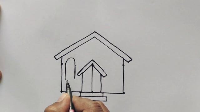 How to draw church from 6 dots | Easy church drawing | Dots drawing смотреть онлайн