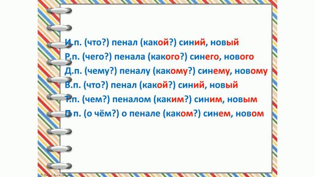 Склонение имён прилагательных