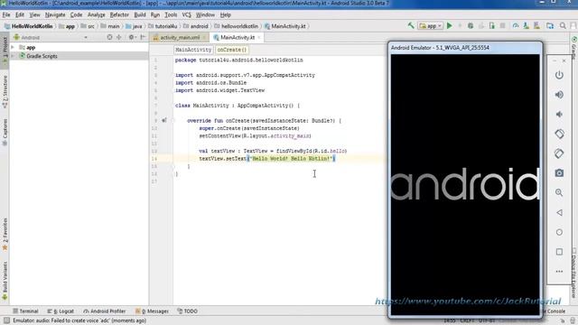 Create Hello World in Kotlin Android using Android Studio 3 - Android Kotlin Tutorial for beginners смотреть онлайн