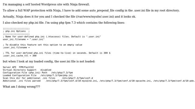 php .user.ini not loading in a php fpm install смотреть онлайн