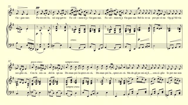 Se tu m'ami – Pergolesi – accompaniment and vocal line in E minor смотреть онлайн