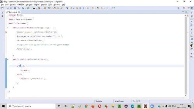 Java program to find the factorial of the given number смотреть онлайн
