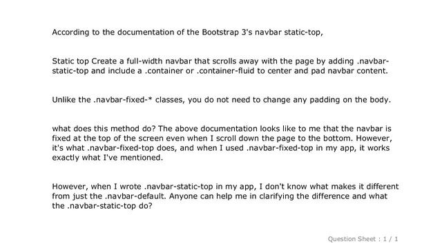 CSS : What does navbar-static-top do in Bootstrap 3? смотреть онлайн