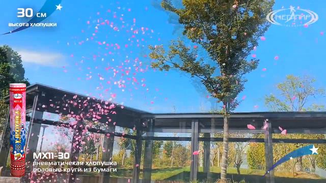Пневмохлопушка МХ11-30 (Розовые круги из бумаги) смотреть онлайн