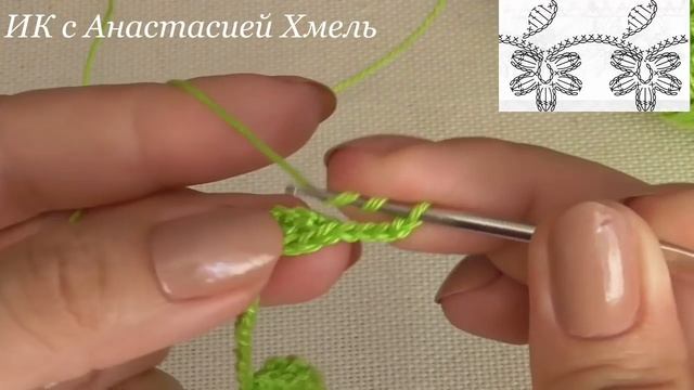 Тесьма крючком с маленькими цветочками и листиками. Ирландское кружево. Irish lace. смотреть онлайн