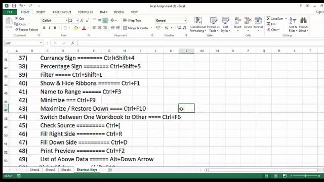 Excel Shortcut Keys смотреть онлайн