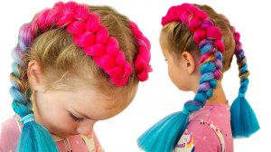 Прическа как у русалочки  Объемные косы с канекалоном