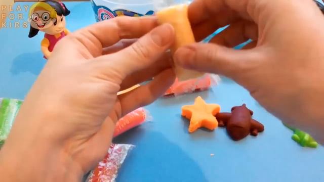 Лепим фигурки из пластилина Play Doh - тесто для лепки и развиваем моторику у детей