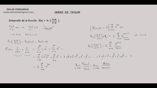 Series de Taylor. Desarrollo de la funcion ln (1+x / 1-x) смотреть онлайн
