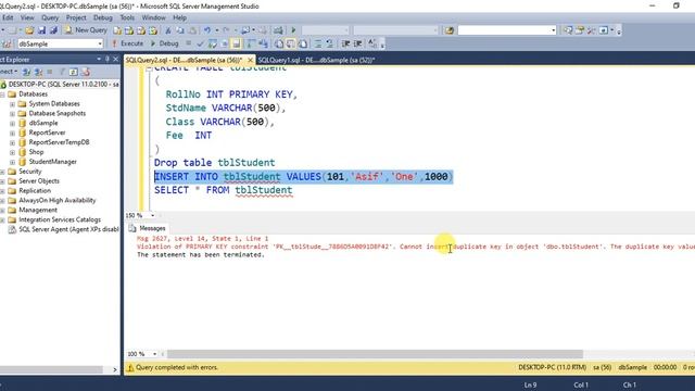 SQL Server Class 4 Constraint PRIMARY Key IDENTITY | Skills And Develop смотреть онлайн