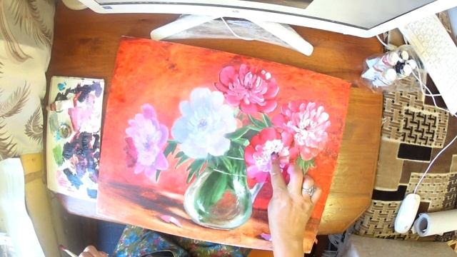 ПИОНЫ нарисовать пальцами МАСЛОМ смотреть онлайн