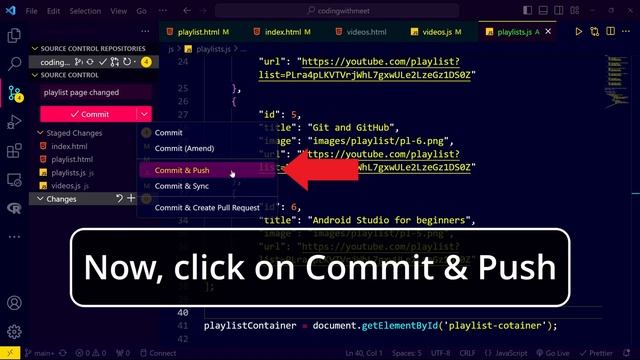 How to commit and push changes from VS Code to git and GitHub смотреть онлайн