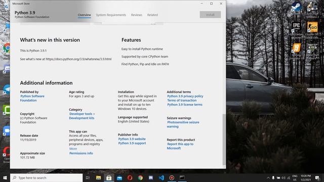 Microsoft Store üzerinden hızlı bir şekilde Python 3.9.1 yükleme смотреть онлайн