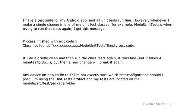 Android : Class not found: Empty test suite when running unit tests in Android Studio смотреть онлайн
