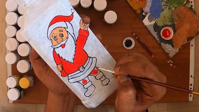 Christmas father on bottle| easy Christmas decoration ideas| Santa Claus| Christmas bottle art idea смотреть онлайн