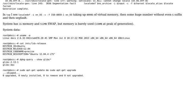 Ubuntu: Locale-gen segmentation fault смотреть онлайн