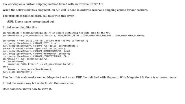 Magento: Curl error : name lookup timed out смотреть онлайн
