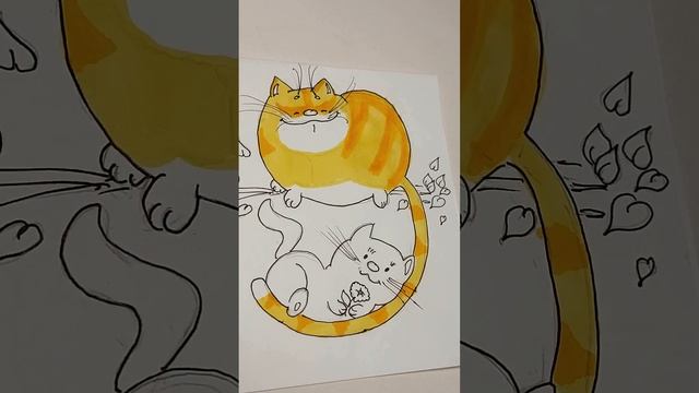 How to draw a 2 cute cats with markers? смотреть онлайн