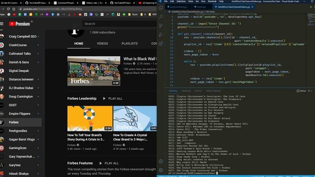 Get a List Of All YouTube Videos of a Channel Using Python смотреть онлайн