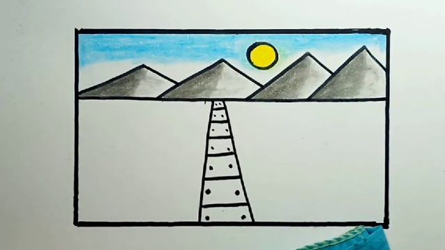 How To Draw Easy Scenery |How To Draw Mountain And Bridge Scenery Very Easy Step By Step смотреть онлайн