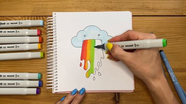 Рисунок скетч маркерами "Радужная тучка" для скетчбука | Срисовка картинки для начинающих смотреть онлайн