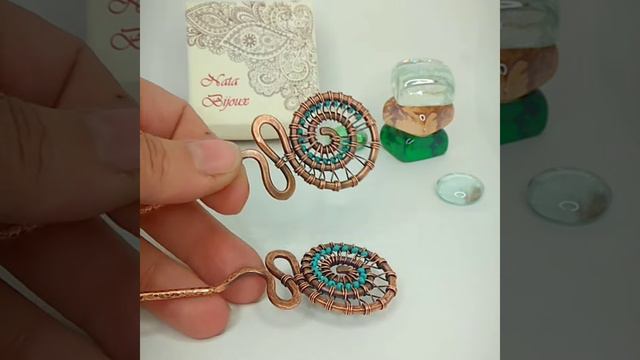 Медная шпилька на длинные волосы. Бохо стиль.