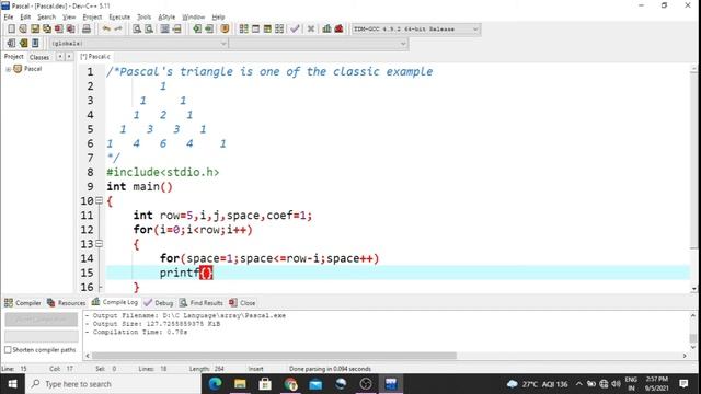 Printing Pascal's Triangle using C Language Programming смотреть онлайн