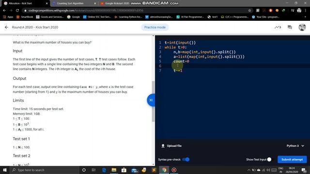 Google Kick Start 2020 Round A Solution in Python Part 1|Allocation смотреть онлайн