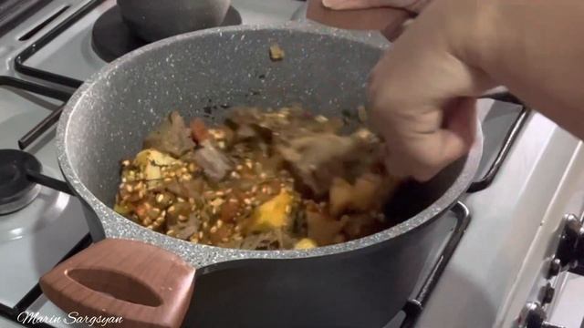 Ավանդական ապուր-ձավարով տավարի մսով-суп из перловки с мясом