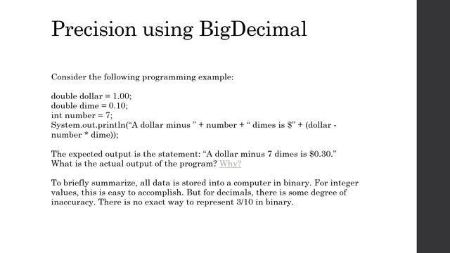 Precision Using BigDecimal смотреть онлайн