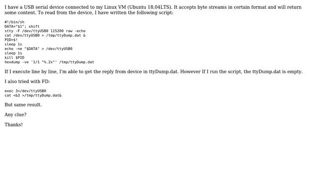 Unix & Linux: Read Write Serial Device not Working in Shell Script смотреть онлайн