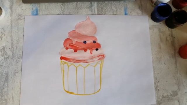 Занятие "Вкусняшки. Рисование гуашью кекса" смотреть онлайн