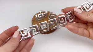 Женский серебряный браслет на руку Лабиринт, серебро 925, крупный, широкий, геометрический. Юмила